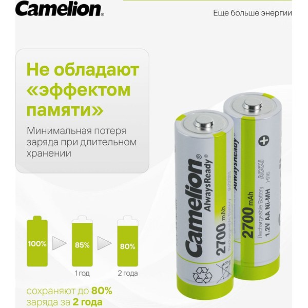 Camelion Always Ready AA 2700 мА·ч — Ni-MH LSD, AA