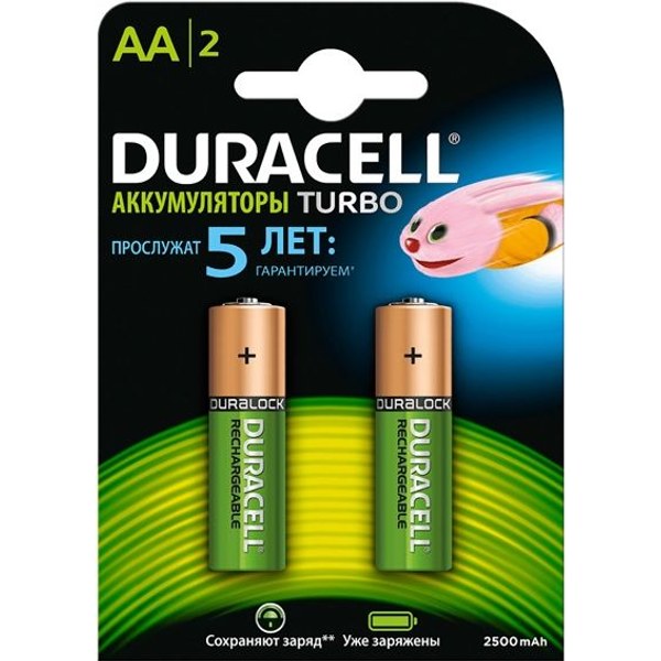 Duracell Rechargeable Turbo AA 2500 мА·ч — Ni-MH LSD, AA
