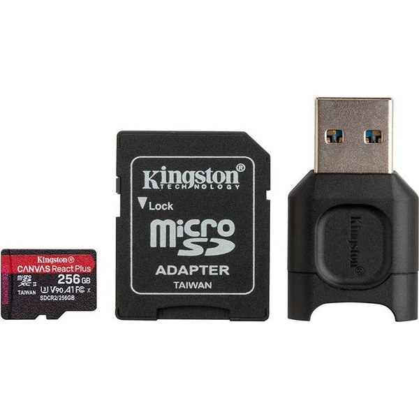 Kingston Canvas React Plus microSD (UHS-II) — microSDXC, UHS-II U3 V90 A1