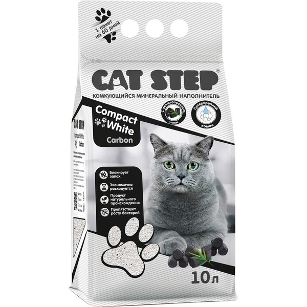 Cat Step Compact White — бентонит комкующийся